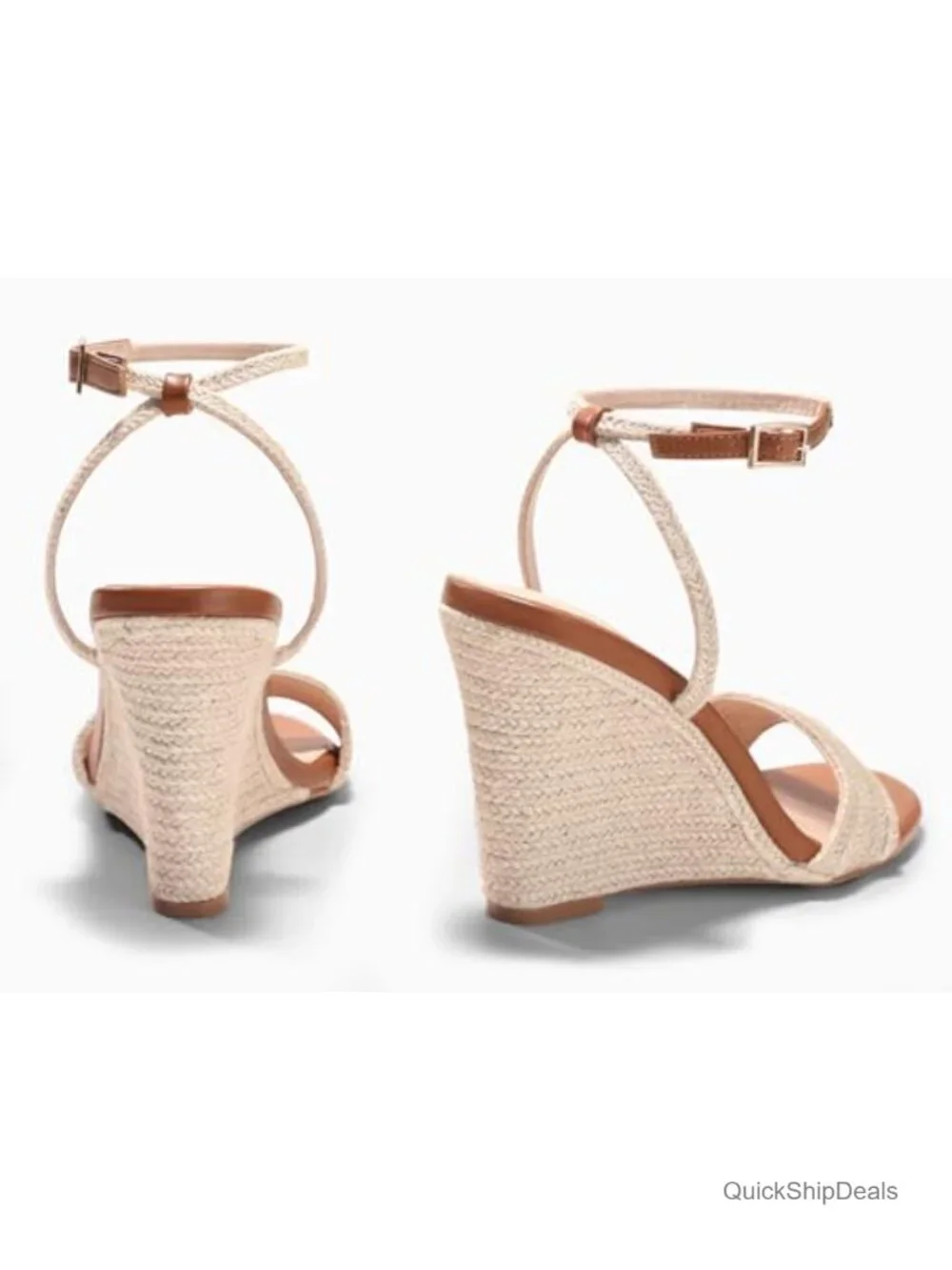 Wedge Sandals Espadrilles Raffia Open Toe Ankle Strap Straw Summer Beach Shoes